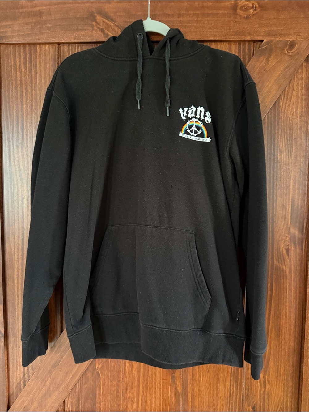 Vans Black Pullover Hoodie with Small Multicolor Chest Emblem